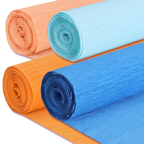 Image of BEISHIDA Pink Blue Crepe Paper Roll, 4 Rolls Crepe Paper Sheet for Craft