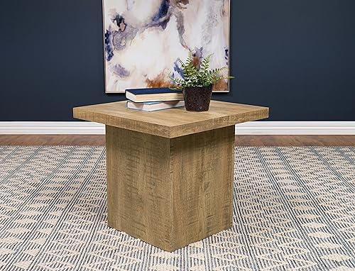 Coaster Home Furnishings 708067 Zetta Square Living Room End Table Sofa Side Table Engineered Eco-Friendly Wood Look Laminate Veneer Rustic Farmhouse Mango Brown 708067 thumb #1