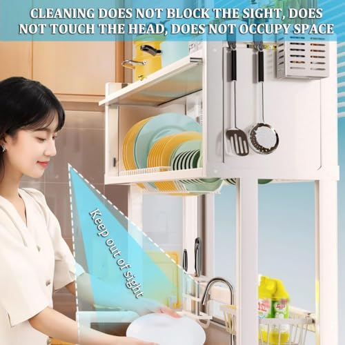 Image of YAGVIZ Over the Sink Dish Drying Rack for Kitchen More Sturdy Stable with Lid, Rust-Proof Durable, Features Knife Rack, Cutting Board Holder, Storage Basket Ideal for Dish Drainer Large Size