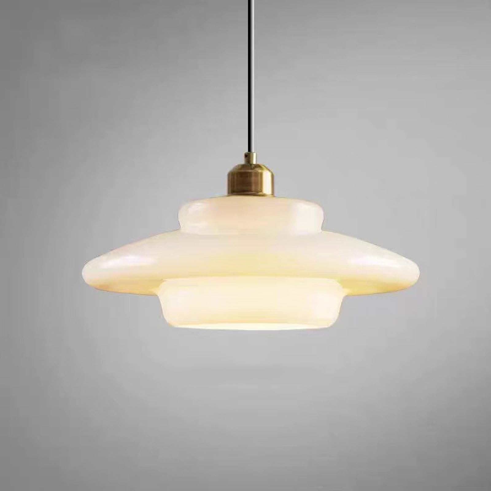 RSZCSMO LED Warm Light Bedside Pendant Light White Multi-Layer Glass Bedroom Hanging Lamp Dining Table, Kitchen Island, Bar Counter Lighting Fixture