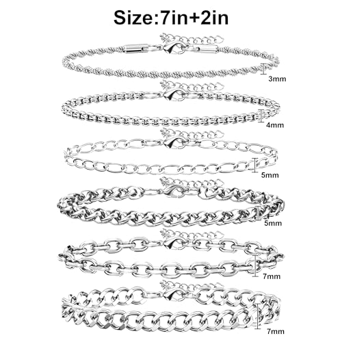 6 pulseras de acero inoxidable para hombre miniatura 2