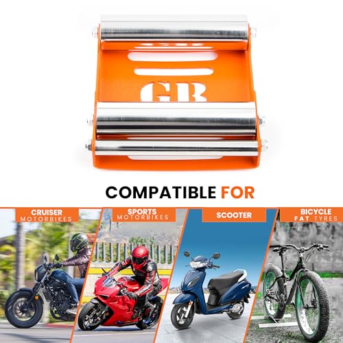 Grand PitStop Motorrad-Reinigungsständer - Paddock Stand Ersatz - Rollenständer für Reifenreinigung & Kettenschmierung - GRoller (Mittel (Fahrräder < 485 lb & Reifenbreite <180 mm))