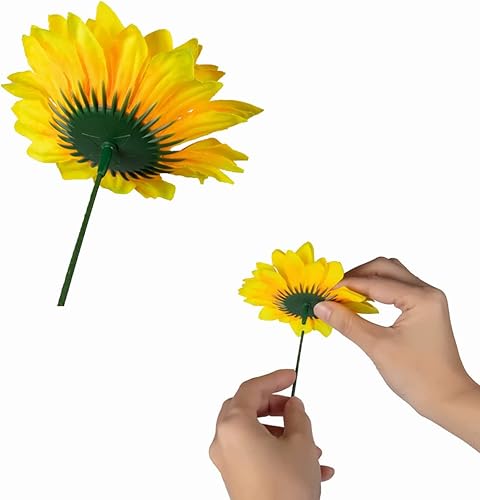 Miniatura 6 de DuHouse 40 cabezas de girasoles artificiales con tallos de 4 pulgadas, cabezas de girasol artificiales de seda para exteriores, hogar, boda, fiesta