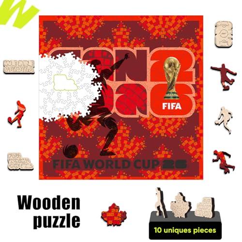 Image of FIFA Canada Poster Wooden Puzzle for Adult, 200 Pieces Irregular Shape Puzzle, 5MM Thick, Creative Collectible Gift for Fans, Officially Licensed Product, 11 x 11