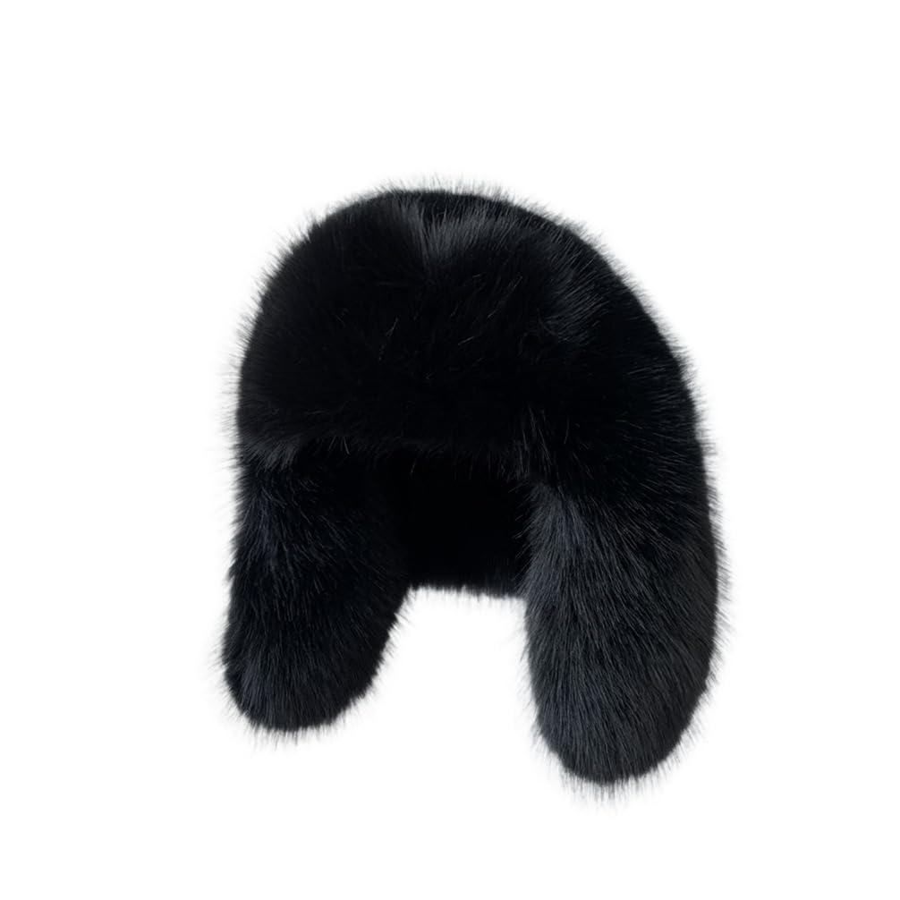KGM Accessories New Super Fluffy Trapper Hat Soft Fleecy Faux Fur hat - Womens Mens Winter Hats (UK, Alpha, One Size, Black)