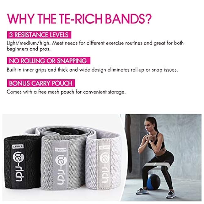 Resistance Bands, Fabric Workout Bands for Women & Men, Cloth Booty Resistance Loop Bands, Thick Squat Bands for Butt/Legs/Thigh/Hip/Glute Excersing