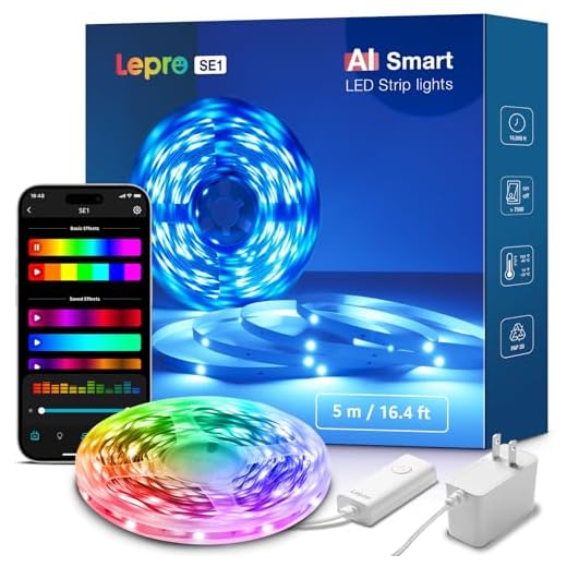 Lepro SE1 AI RGB Striscia LED 5M,Smart Strisce LED,Luci Natale per Camera da Letto,Funziona con Alexa/Google Assistant,Musica Sincronizza per Gaming Festa,Progettista Illuminazione AI Personalizzato