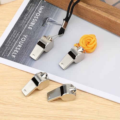 Set de 7 silbatos metálicos con cordón para entrenamiento miniatura 7