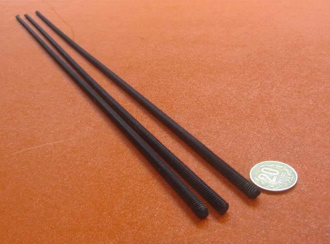 Black Nylon 6/6 Fully Threaded Ro, RH 1/4"-20 x 24 Length 3 Pcs.