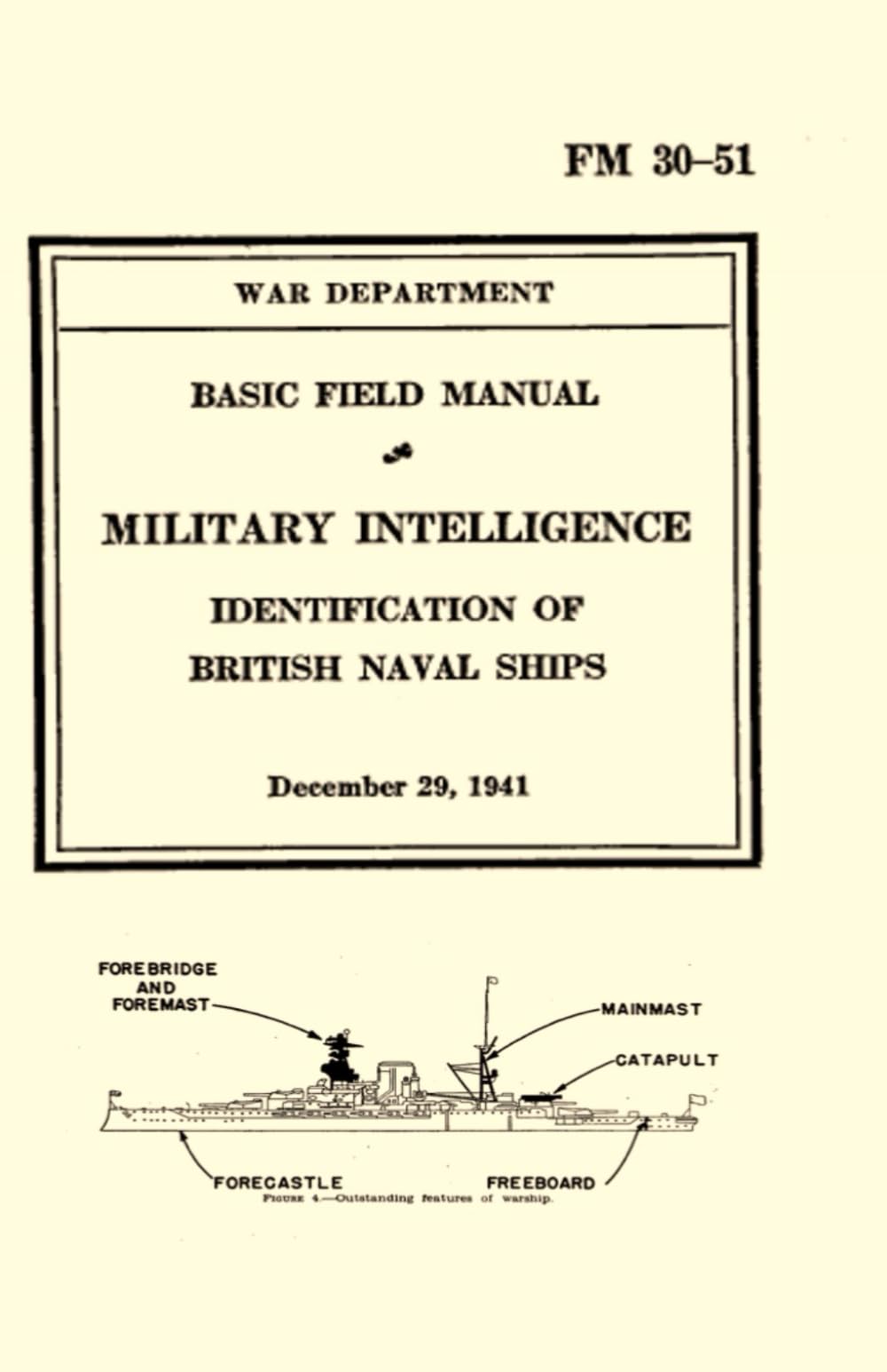 Basic Field Manual Military Intelligence FM 30-51: Identification of British Naval Ships