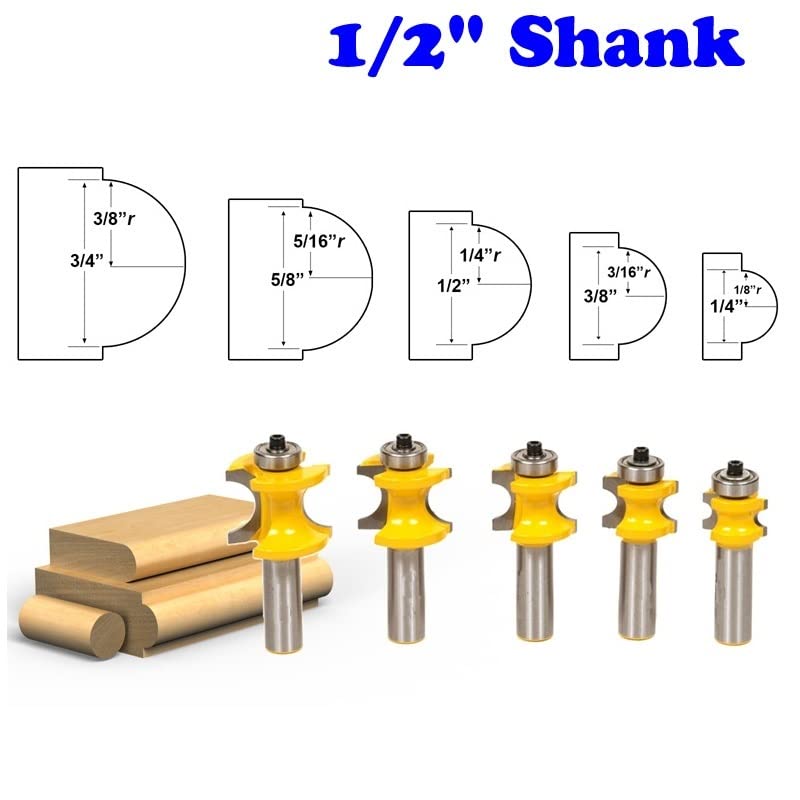 1-5 szt. Zestaw wierteł do frezowania typu bullnose C3 z końcówką z węglików spiekanych 1/2 "Hank do obróbki drewna(5PCS)