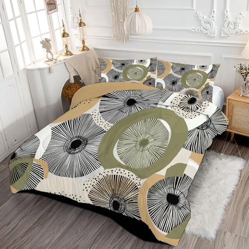 Couette géométrique vert olive abstrait en microfibre haut de gamme