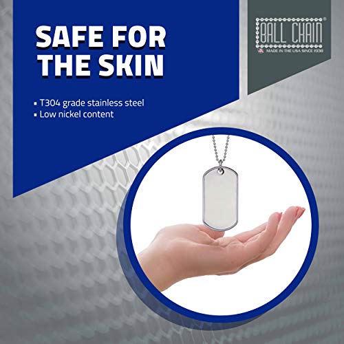 Ball Chain Blank Military Dog Tags Set | Stainless Steel Matte Finish | 2 X 1.125 Inches Tags With Ball Chains | Rust And Corrosion Resistant #TOP4
