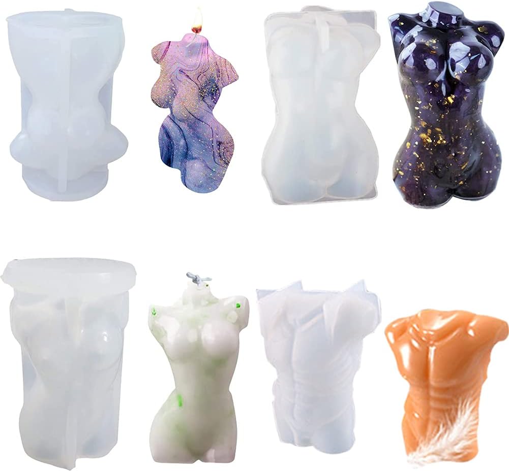 XLZSP 8Pcs Human Body Silicone Resin Molds for DIY Soap Candle Craft Cake Decoration, Reusable, Flexible, Easy to Clean - Image 3