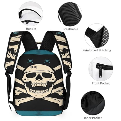 3Pcs Backpack Sets Pirate Flag Skull Print Travel Daypack 3 in 1 Lightweight Backpack Set with Lunch Bag And Cosmetic Bag3