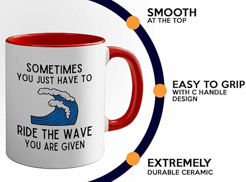 Miniatura 4 de Surfing Two Tone Red Edition Coffee Mug 11oz - Ride the wave - Surfing Enthusiast Gifts Water Sport Surfboard Athletics Hobby Beach Sea Windsurf Wave