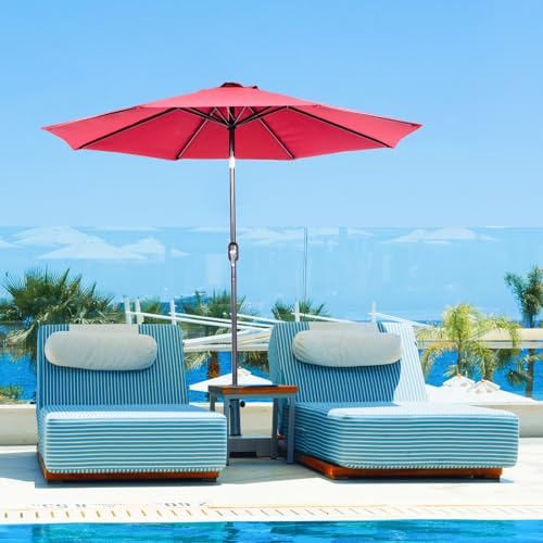 9 Ft Patio Umbrella With Push Button Tilt And Crank System - Uv Resistant Polyester Fabric thumb #4
