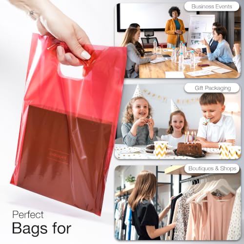 Image of Choice Marts 100 Red Plastic Bags With Handles 9x12 Merchandise Bags