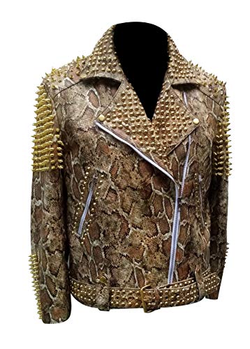 SpazeUp Mens Studded Leather Jacket - Motorcycle Leather Jacket With Spikes - Studded Spiked Leather Jackets Men2