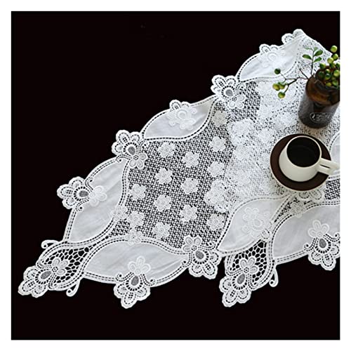 Corredores De Mesa Rectangulares De Encaje, Decoración Del Hogar Interior Para Mesa De Comedor / Mesa De Centro, Diseño Hueco, Blanco, 43 Pulgadas / 51 Pulgadas / 59 Pulgadas / 70 Pulgadas De Largo Cover