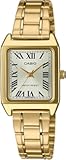 LTP-V007G-9B Women's Rectangular Gold Tone Stainless Steel Roman Gold Dial Dress Watch