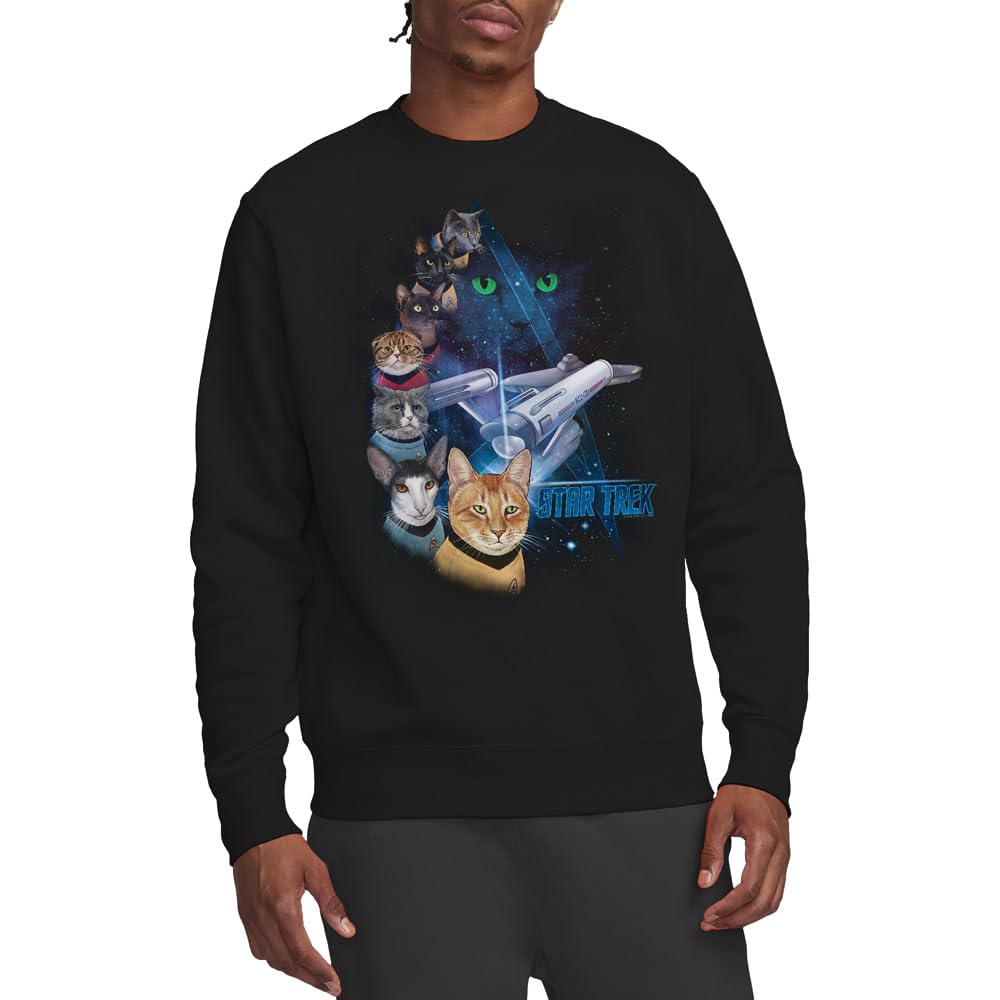 Star Trek Feline Galaxy Crew Sweatshirt, Black, XX-Large