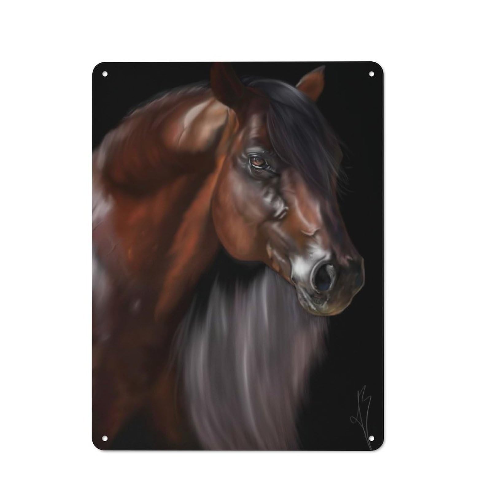 Vintage Metal Sign 40x30cm Featuring Horse, Home Bar Decor for Cafe, Pub, Workshop Or Home Bar
