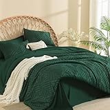 Andency California King Comforter Set Dark Emerald Green - 7 Pieces Bed in a Bag Cal King Bedding Comforter Sets, Tufted Lightweight Fluffy Bed Set with Comforter, Sheets, Pillowcases & Shams