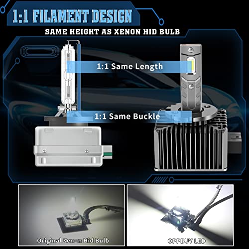 Oppbuy D1S D1R Led Headlight Bulbs,100% Canbus Error Free Led Bulbs,Plug And Play, 6000K 7000Lm 35W Extremely Bright Led Lamps Replace Factory Headlight -2Pcs #TOP2