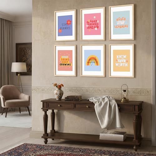 Image of NoWorries Motivational Quote Frames for Wall Decor - Modern art Quote mix Wall framed Posters for office decoration (Pattern-Minimal art) Set of 6 (10x13inches Multicolor) (ART-7)