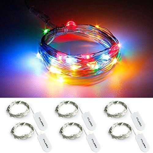 CYLAPEX 6 Pack Multicolor Fairy Lights String Battery Operated Fairy Lights Firefly Lights LED Starry String Lights 7ft 20 LEDs Silvery Copper Wire for Christmas DIY Decoration Costume Wedding Party