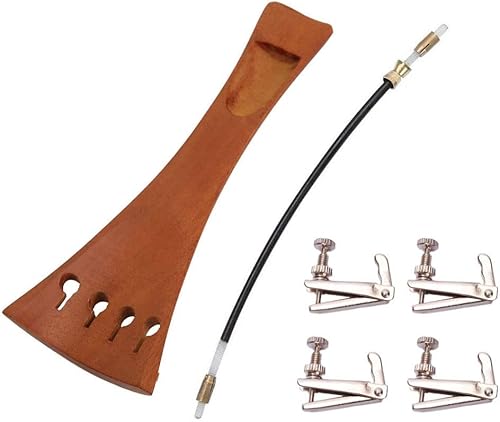 Miniatura 3 de Jiayouy Kit de accesorios de violín 44-34 con afinador fino de metal, 4 clavijas de afinación, pasador de barbilla, cola de repuesto para intestino,