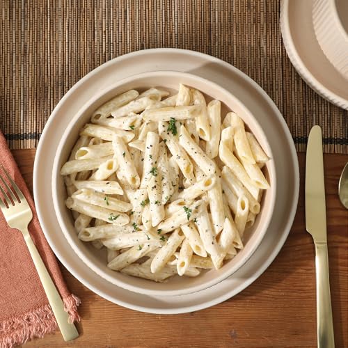Image of Gibson Elite Deerfield 16-Piece Stoneware Dinnerware Set - Cream White Reactive Glaze Plates and Bowls, Stackable Design, Service for 4 - Dishwasher & Microwave Safe