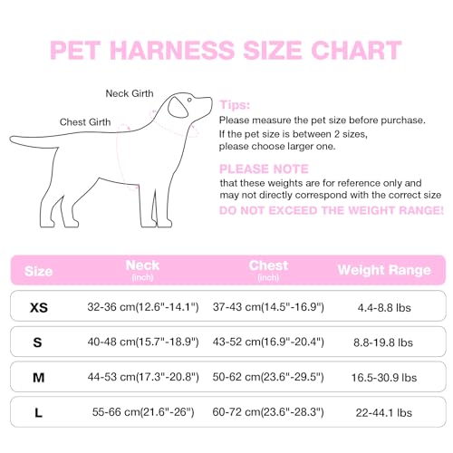 Feycig Hundegeschirr Kleine Hunde, Anti Zug Einstellbar Reflektierend Geschirr, Atmungsaktiv Weiches aus Mesh Geschirr Hund Leichtes Welpengeschirr Brustgeschirr mit Griff (Rosa, Small)