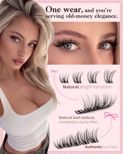 Image of Goddvenus Wispy Lash Clusters Russian D Curl Natural | Eyelash Clusters 10-16mm Individual Lashes, Clump-Free False Eyelashes for DIY Lash Extensions, Old-Money Elegance Look