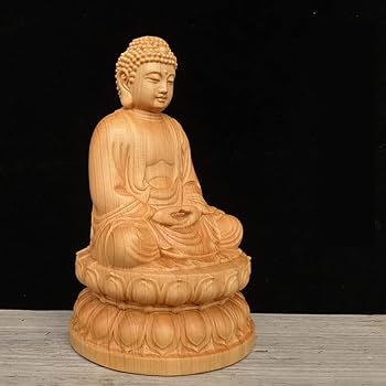 Amazon｜木彫仏像【如来】釈迦如来座像 天然 崖柏木 【曹洞宗・臨済宗