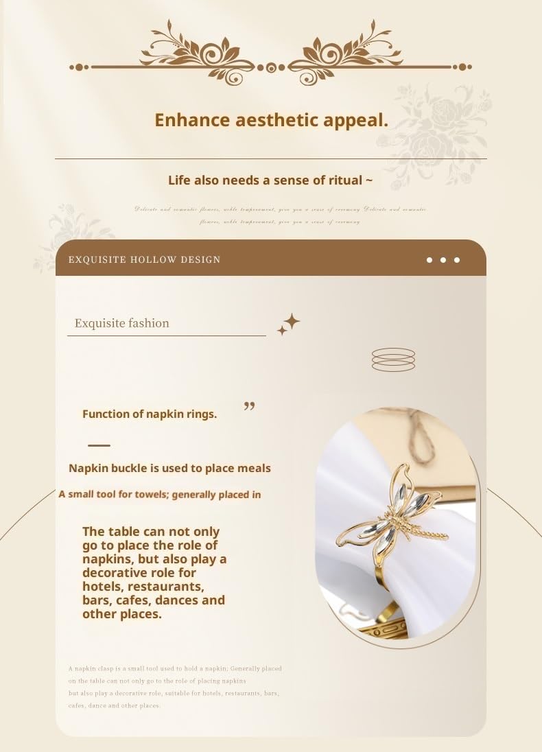 Réutilisable Lotde 50 Rondsde Serviette Libellule Dorés Parfaits pour Les Hôtels Les Fêtes Les Mariages Et Les Anniversaires