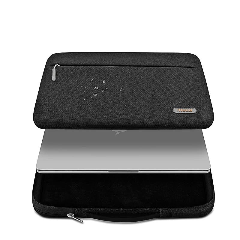 Image of Moca 15 /15.4 /16 inch Nylon Laptop Sleeve with TPU Handle, Waterproof, YKK Zipper, Grey (Black, 15.4 /16 Inch MacBook)