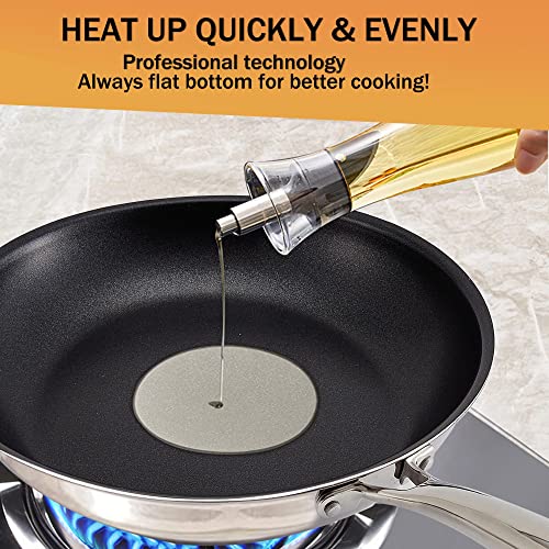 Non Stick Stainless Steel Frying Pans Set, 8" & 11" Pfoa Free Coating Pans For Cooking, Stickless Omelette Chef Pans, Small Egg Pan, Stainless Steel Induction For Gas Top, Electric Stove (8 & 11 Inch) #TOP3