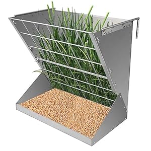 MUYIRTED Large Hay Rack Horse Feeder, 2-in-1 Hay Rack and Feeding Trough, Wall-Mounted Wall Mounted Feeding Rack for Sheep Made of Stainless Steel, Hay Dispenser 56 x 33 x 56 cm