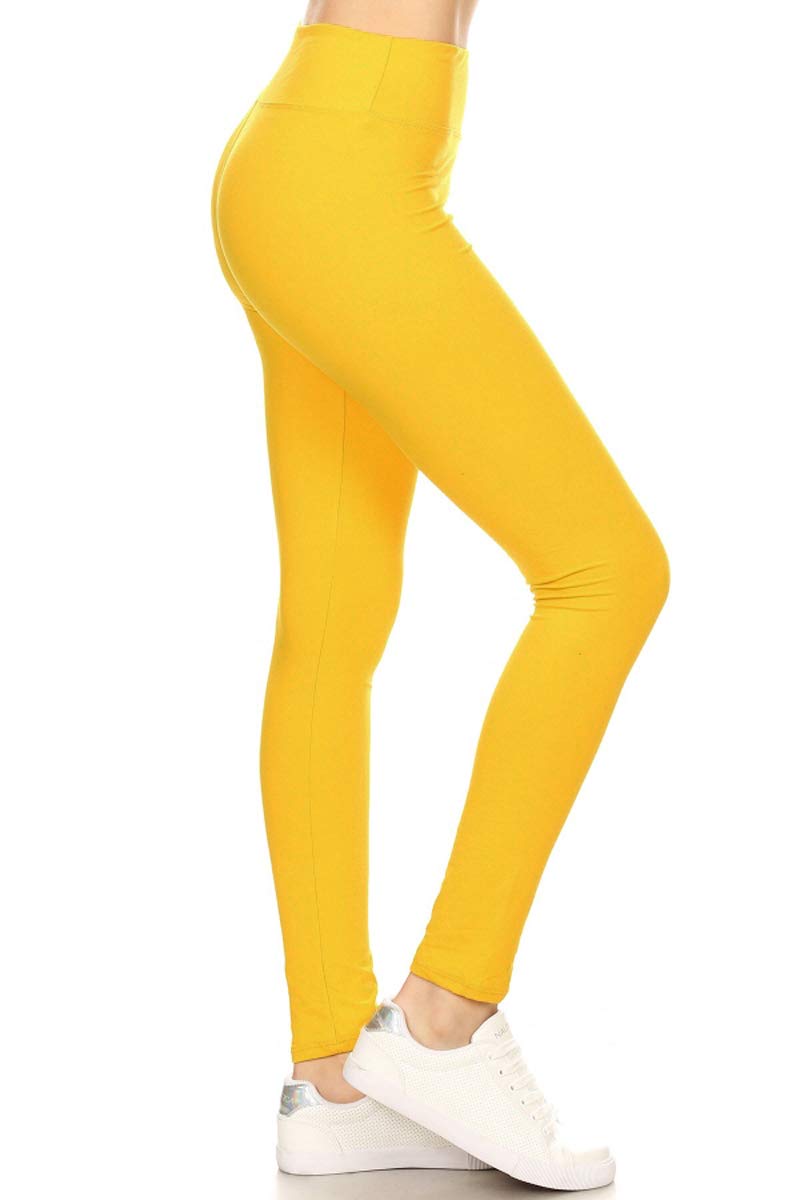 Leggings Depot Women's High Waisted No-Roll Leggings, 3" Waistband