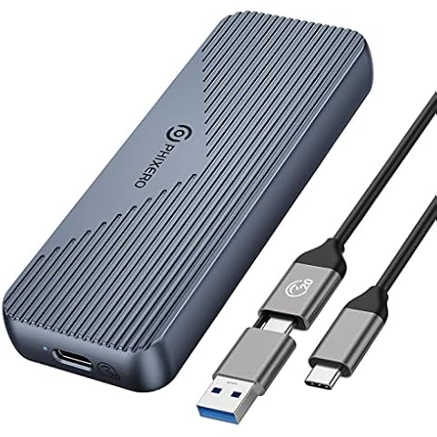 PHIXERO 20Gbps M.2 NVME SSD Enclosure, NVME to USB 3.2 Gen 2X2, External Solid State Enclosure Adapter with UASP, for M Key/B+M Key MVME SSD, and Size 2280/2260/2242/2230 (UP to 4TB) Cover