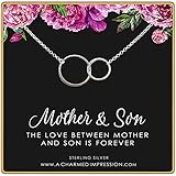 Gifts for Mom Jewelry • Mother and Son • Sterling Silver Necklace • Boy Mom Gift • Double Eternity Circle Necklace • Gratitude Appreciation • Mother of the Groom • Jewelry for Women