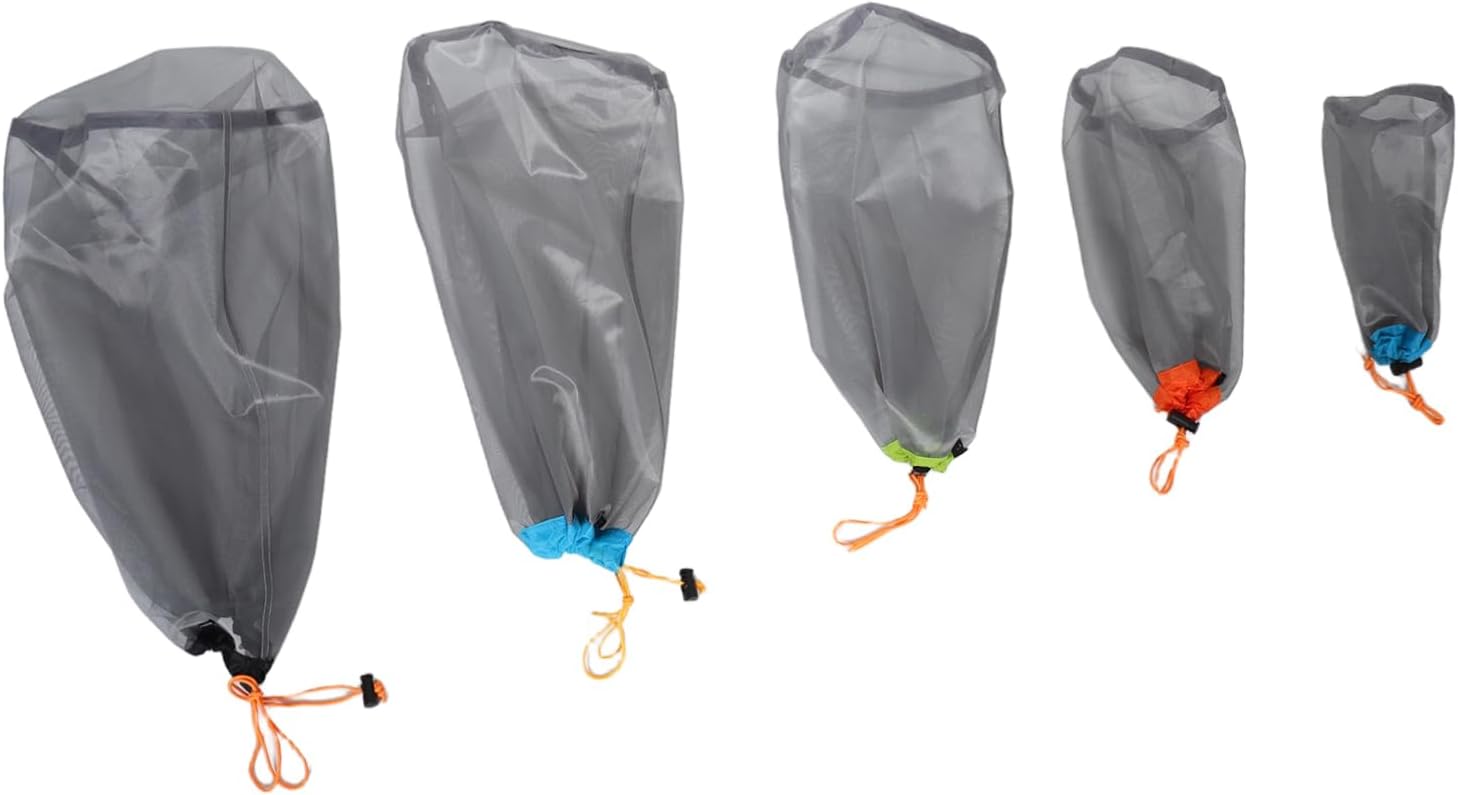 1 Set Compression Storage Bag for Outdoor Gear Drawstring Mesh Sack for Camping Travel Hiking Backpacking Durable Reusable Polyester