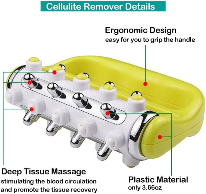 Miniatura 3 de Rodillo de masaje curvado de mano  Masajeador de columna de hierro de 5 filas para tejido profundo, alivio muscular y relajación  Herramienta