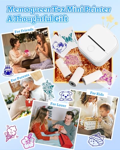 Image of Phomemo T02 Sticker Printer Thermal Print Pods Mini Printer with AI Smart APP, Sticker Maker Machine, Gifts for Holiday, DIY Junk Journal, Memos, Study Notes, Compatible with iOS & Android, White