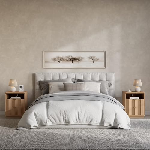 Night Stand Set 2, Nightstand with Charging Station Bedside Table, Morden Fluted Bed Side End Table with 2 Drawers, Wood Small Nightstand for Bedroom Living Room (1, Oak Natural) - Image 7