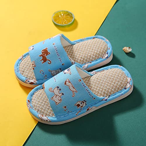 Kids House Slippers for Boys Girls Open Toe Cotton Linen Comfort Slip On Indoor Home Flat Slides Bedroom Footwear2