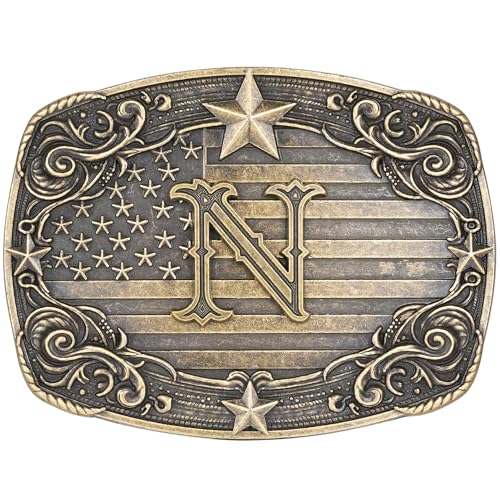 Image of Western Belt Buckle for Men Women Initial Letter A to Z Cowboy Belt Buckle Texas Buckle hebillas vaqueras para hombre