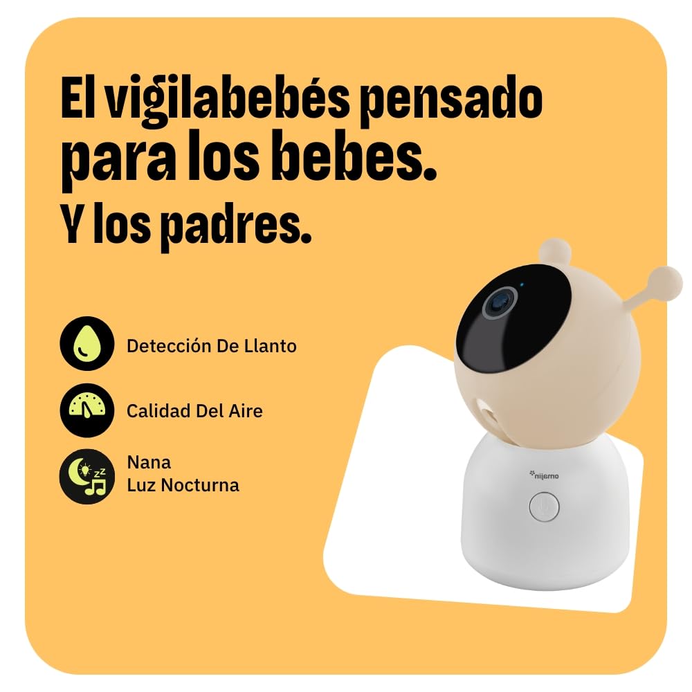 OMAJIN by Netatmo, Cámara Vigilabebés Inteligente 2K HD, Visión Nocturna, Alerta llantos, Audio bidireccional, Canciones, Ruido Blanco, luz, Medidor Humedad/Temperatura, SD/Cloud, App Control, OBC-01